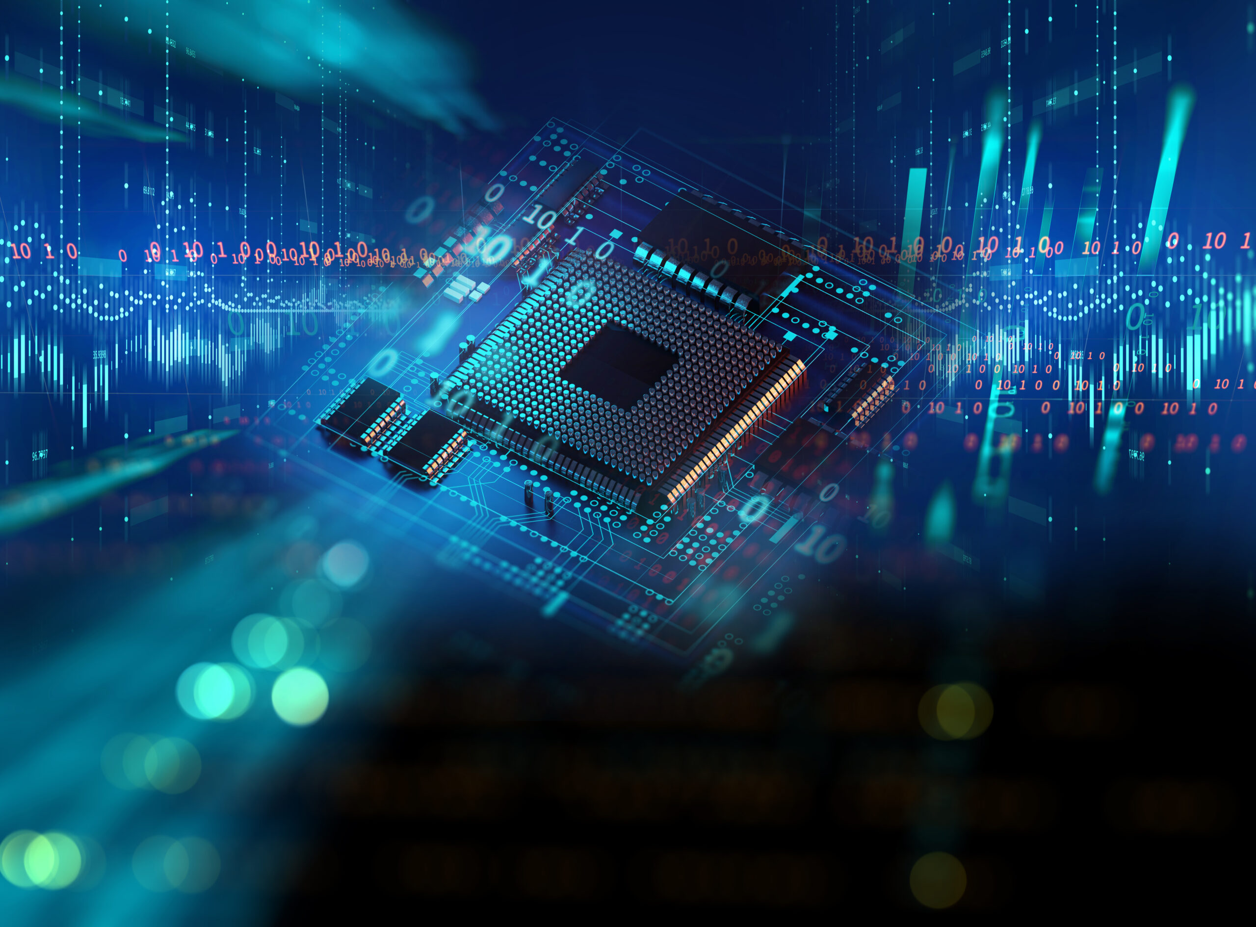 3d rendering of Abstract futuristic pcb pattern  and cpu background illustration